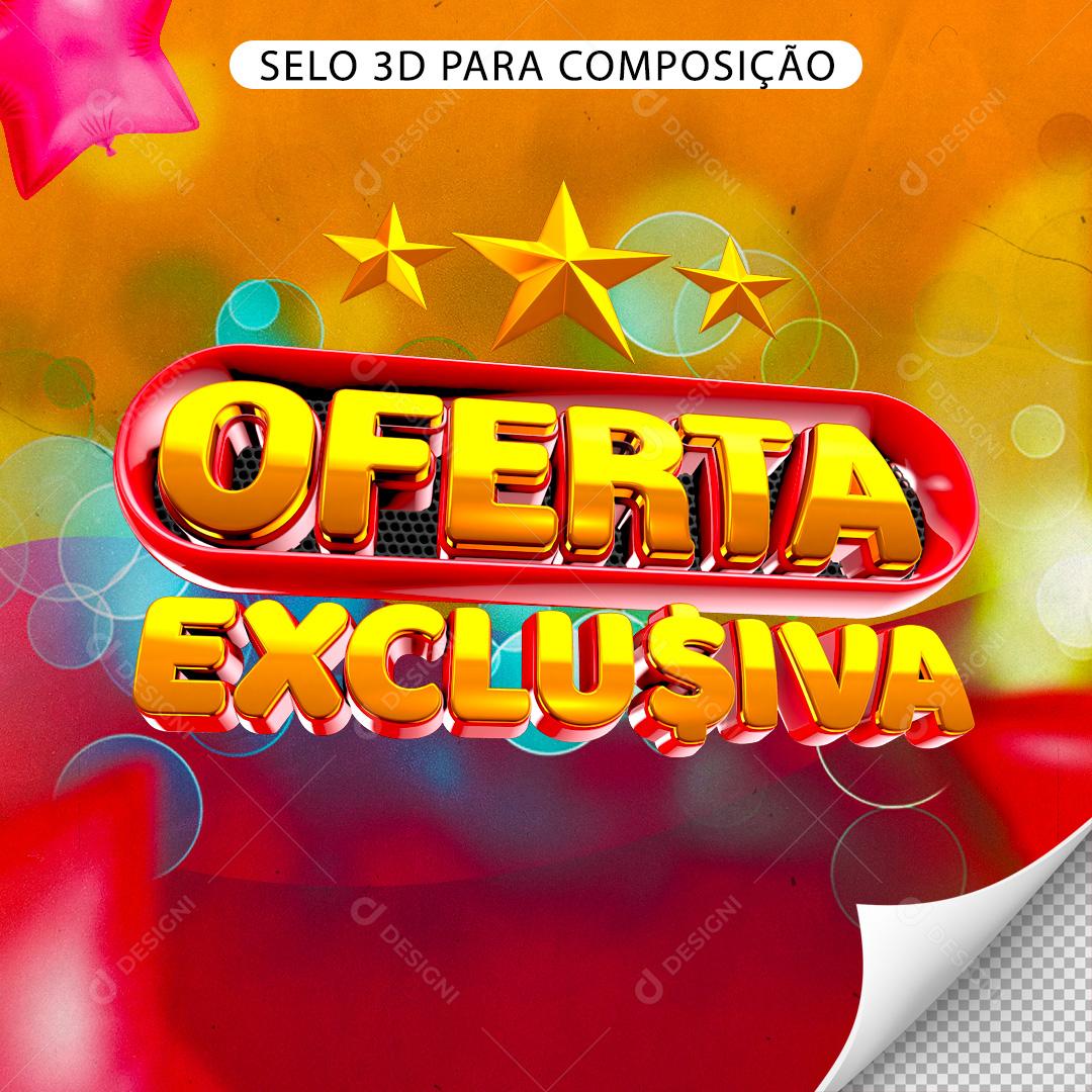 Selo 3D para Composição Oferta Exclusiva PNG Transparente Sem Fundo