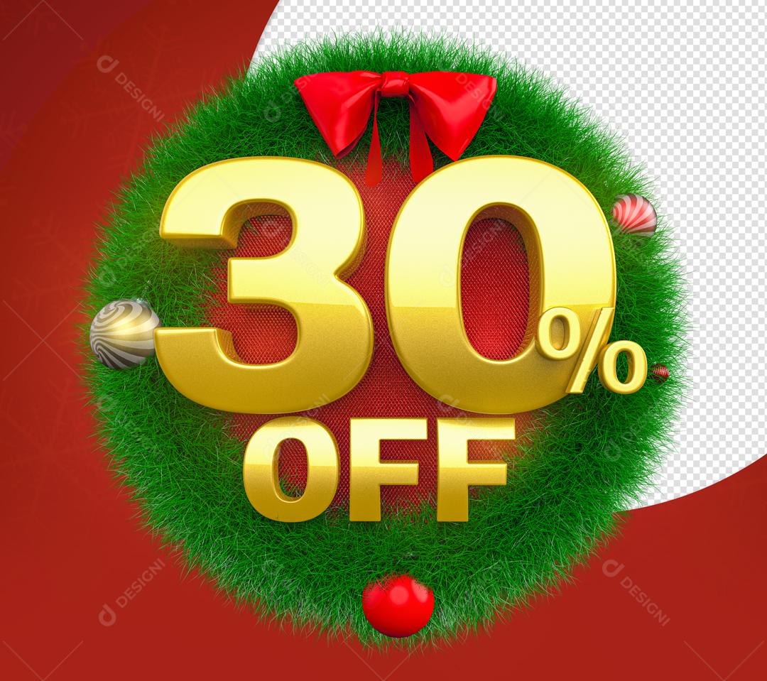 Elemento Natalino 30% Off 3D Para Composição PSD