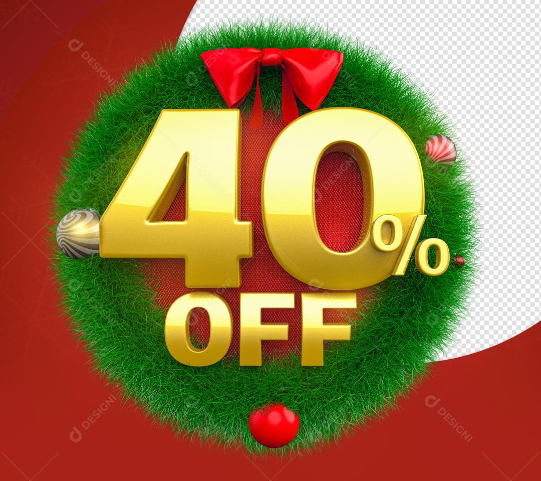 Elemento Natalino 40% Off 3D Para Composição PSD