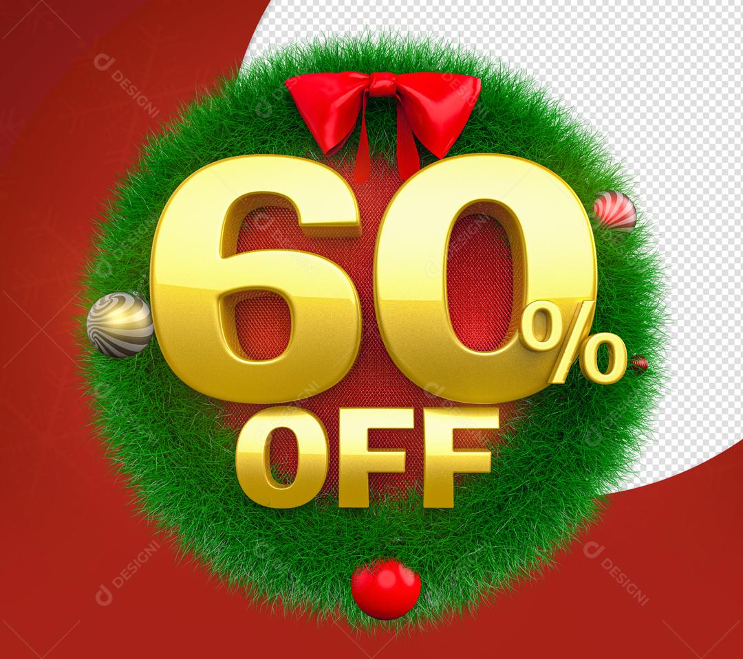 Elemento Natalino 60% Off 3D Para Composição PSD