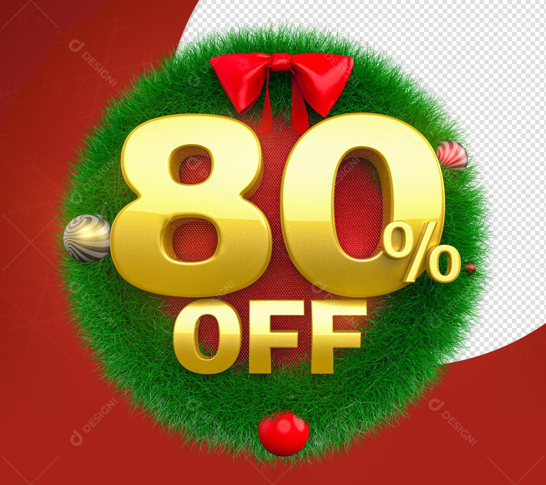 Elemento Natalino 80% Off 3D Para Composição PSD