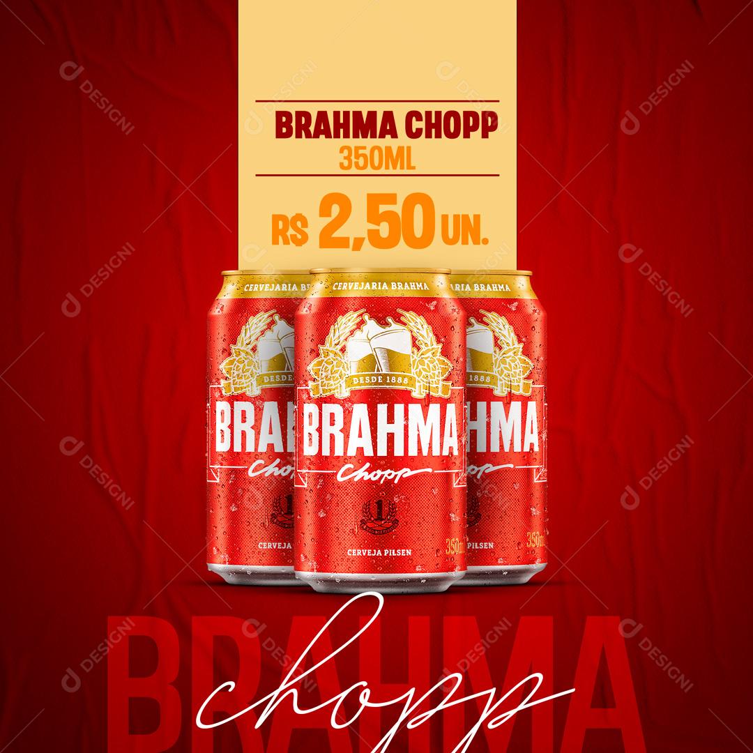 Post Feed Distribuidora Cerveja Brahma Chopp Social Media PSD Editável