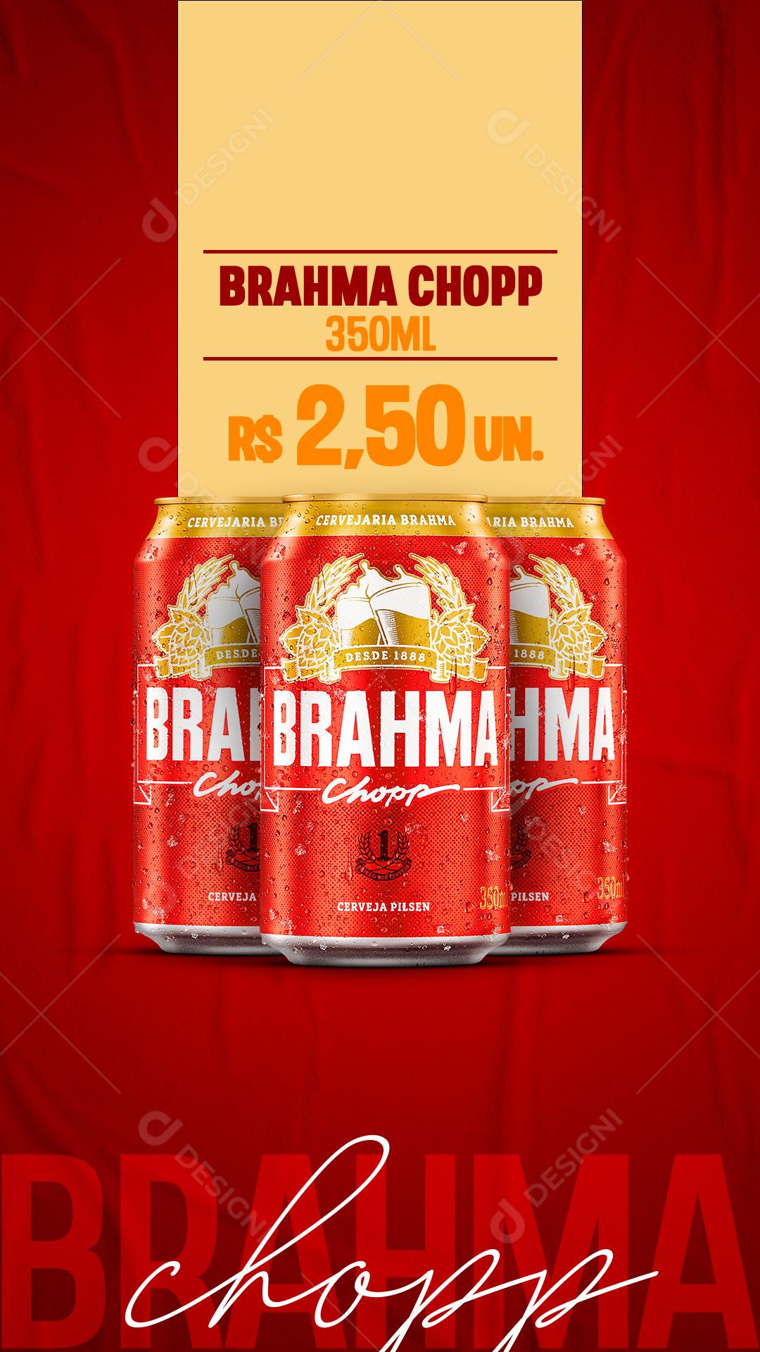 Post Story Distribuidora Cerveja Brahma Chopp Social Media PSD Editável
