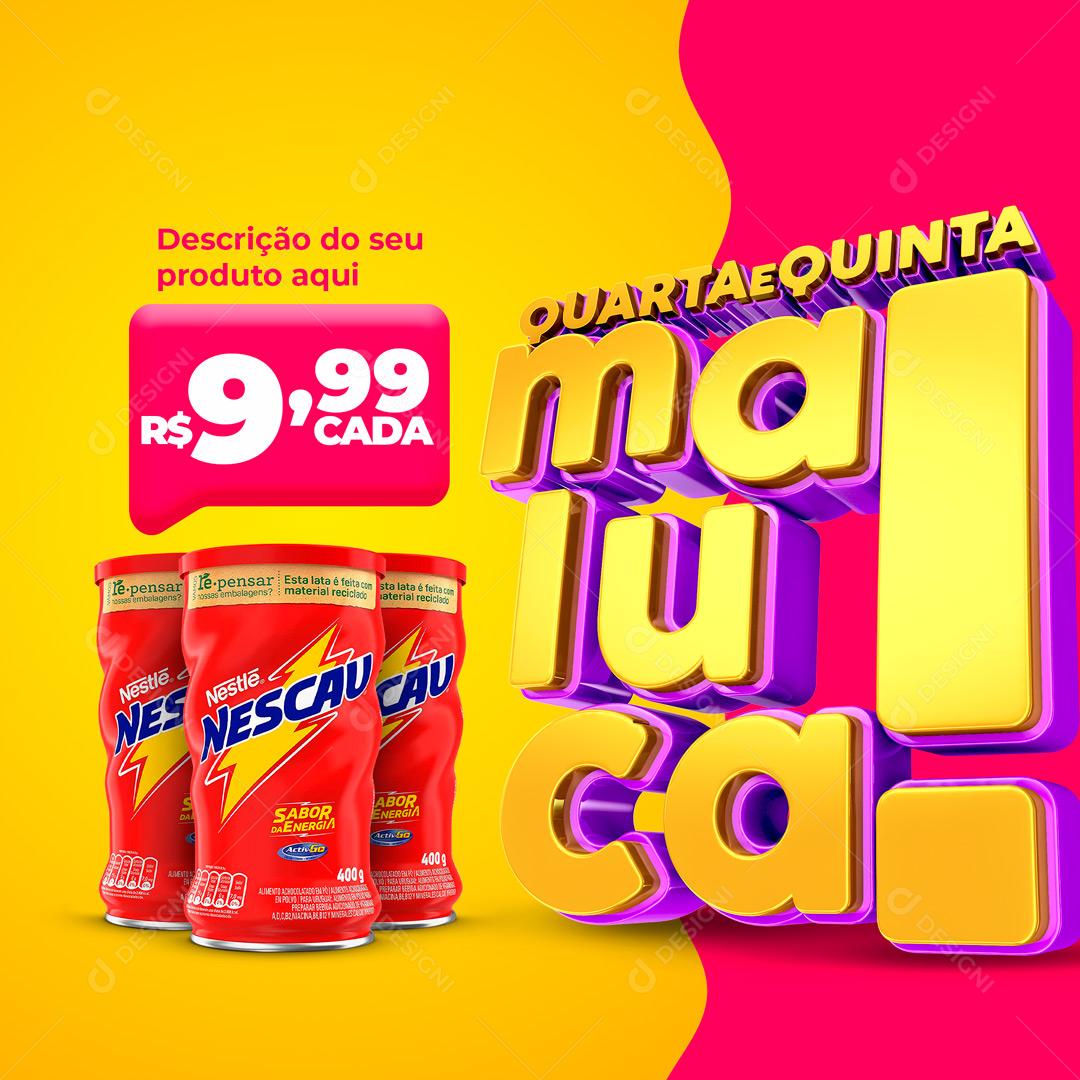 Post Feed Supermercado Quarta e Quinta Maluca Produtos Social Media PSD