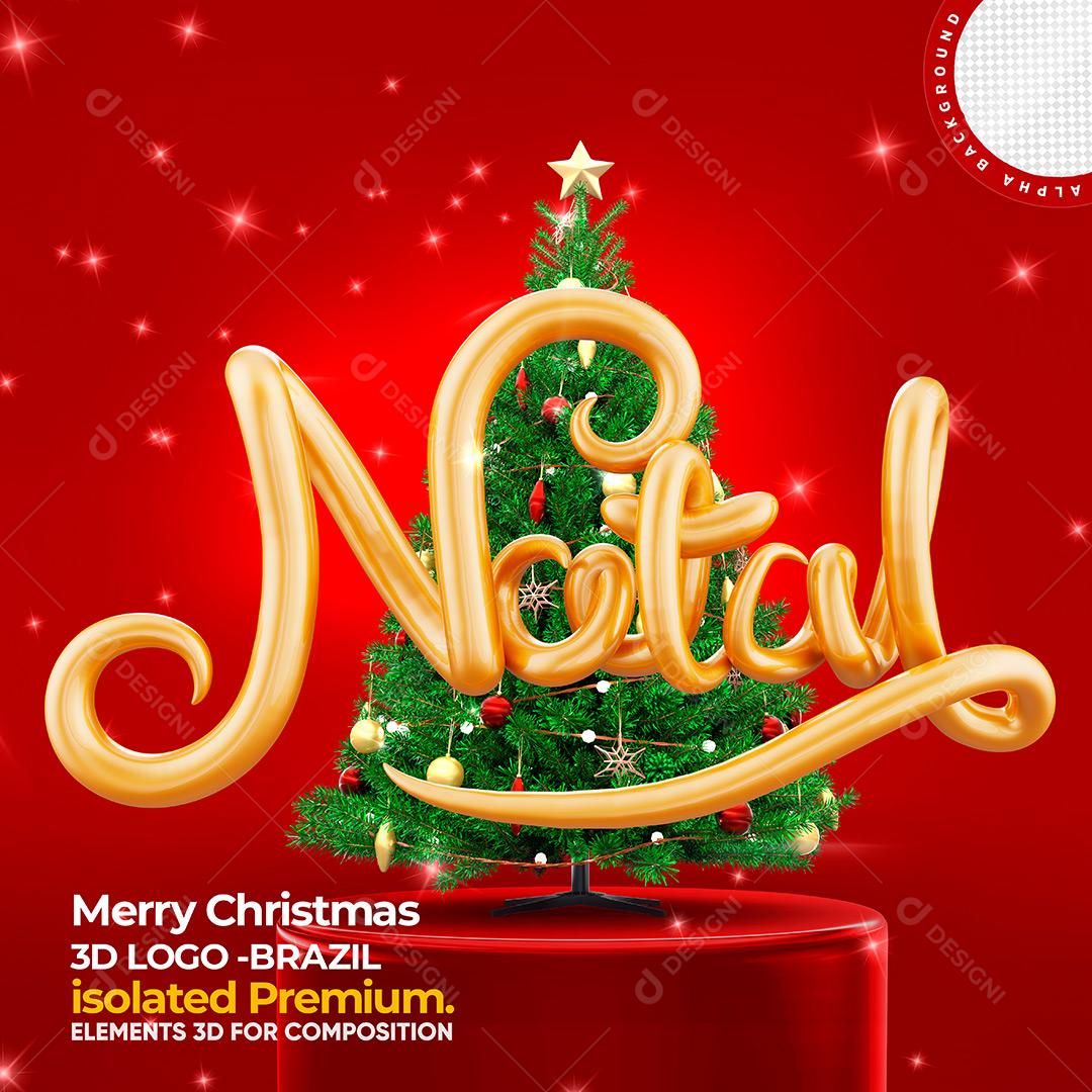 Natal Pódio Árvore Elementos Natalino 3D Para Composição PSD