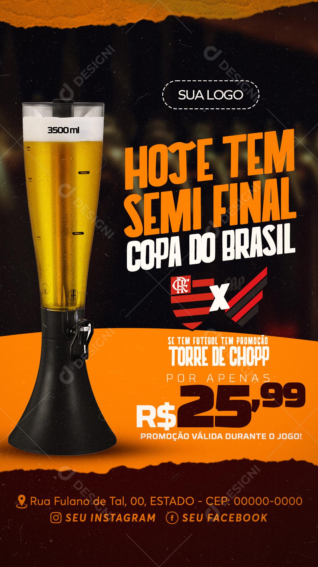 Hoje Tem Copa Do Brasil Promoção No Chopp Cerveja Social Media PSD Editável