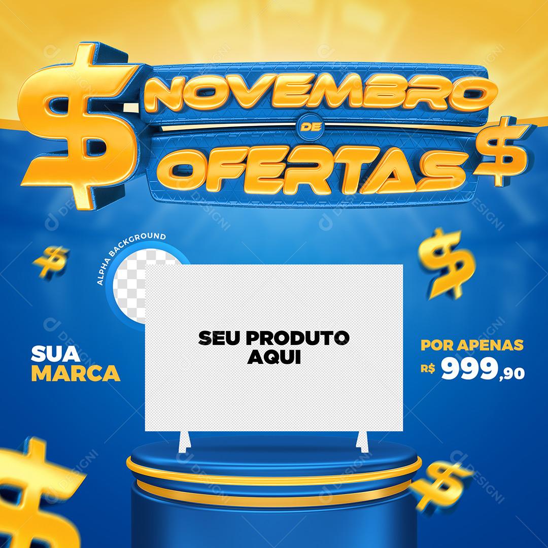 Post Feed Loja Novembro de Ofertas Produtos Eletrônicos Social Media PSD Editável