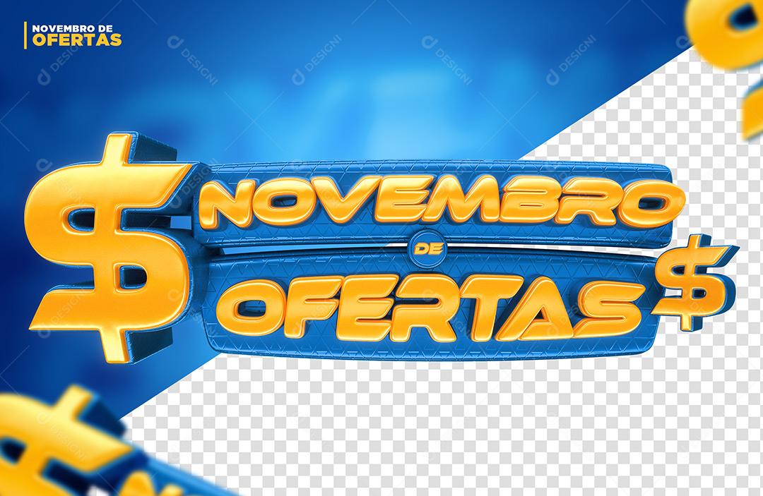 Novembro de Ofertas Selo 3D Para Composição PSD Editável