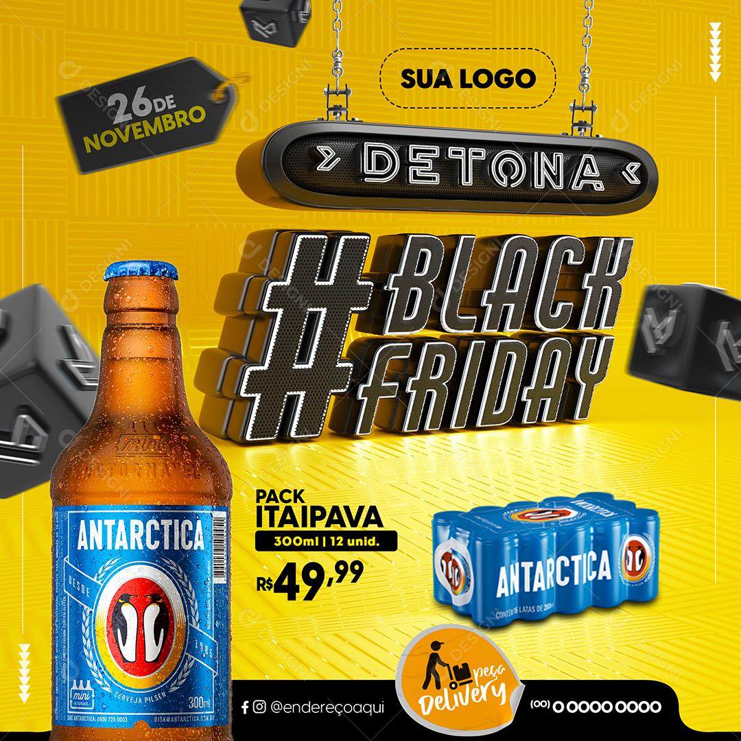 Black Friday Pack de Cerveja Antarctica Social Media PSD Editável