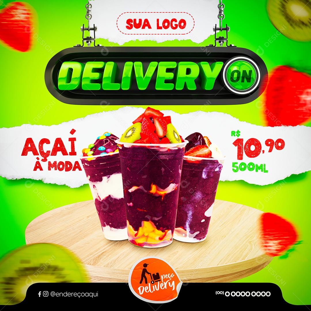 Açaí A Moda Delivery Social Media PSD Editável