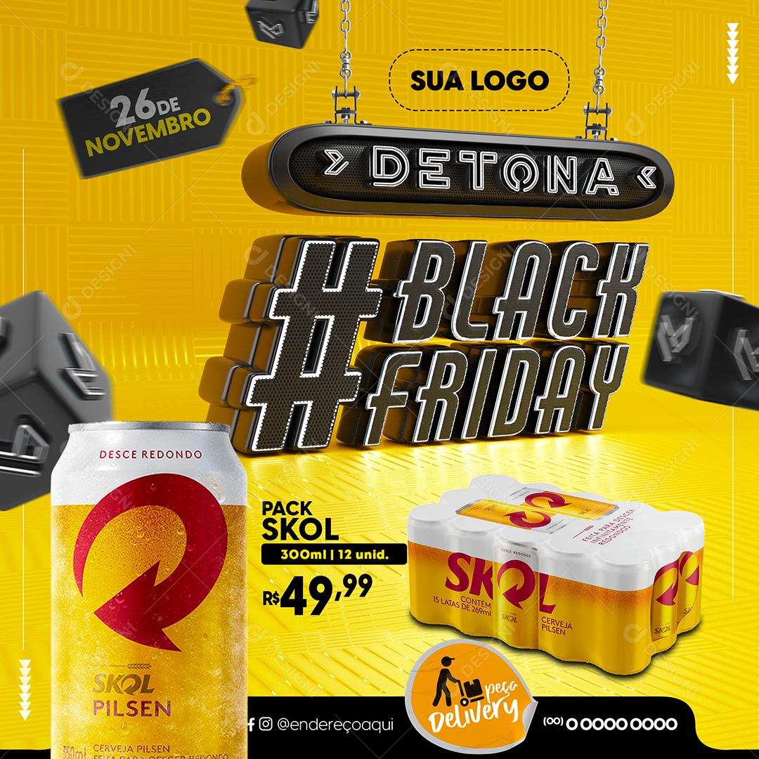 Black Friday Pack de Cerveja Skol Social Media PSD Editável