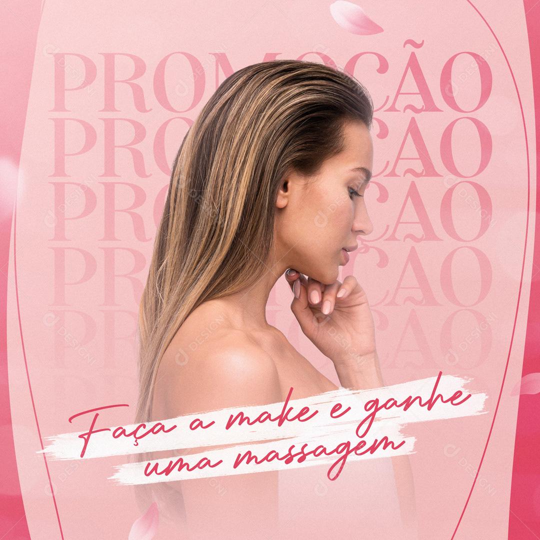 Promoção Faça a Make E Ganhe Uma Massagem Social Media PSD Editável