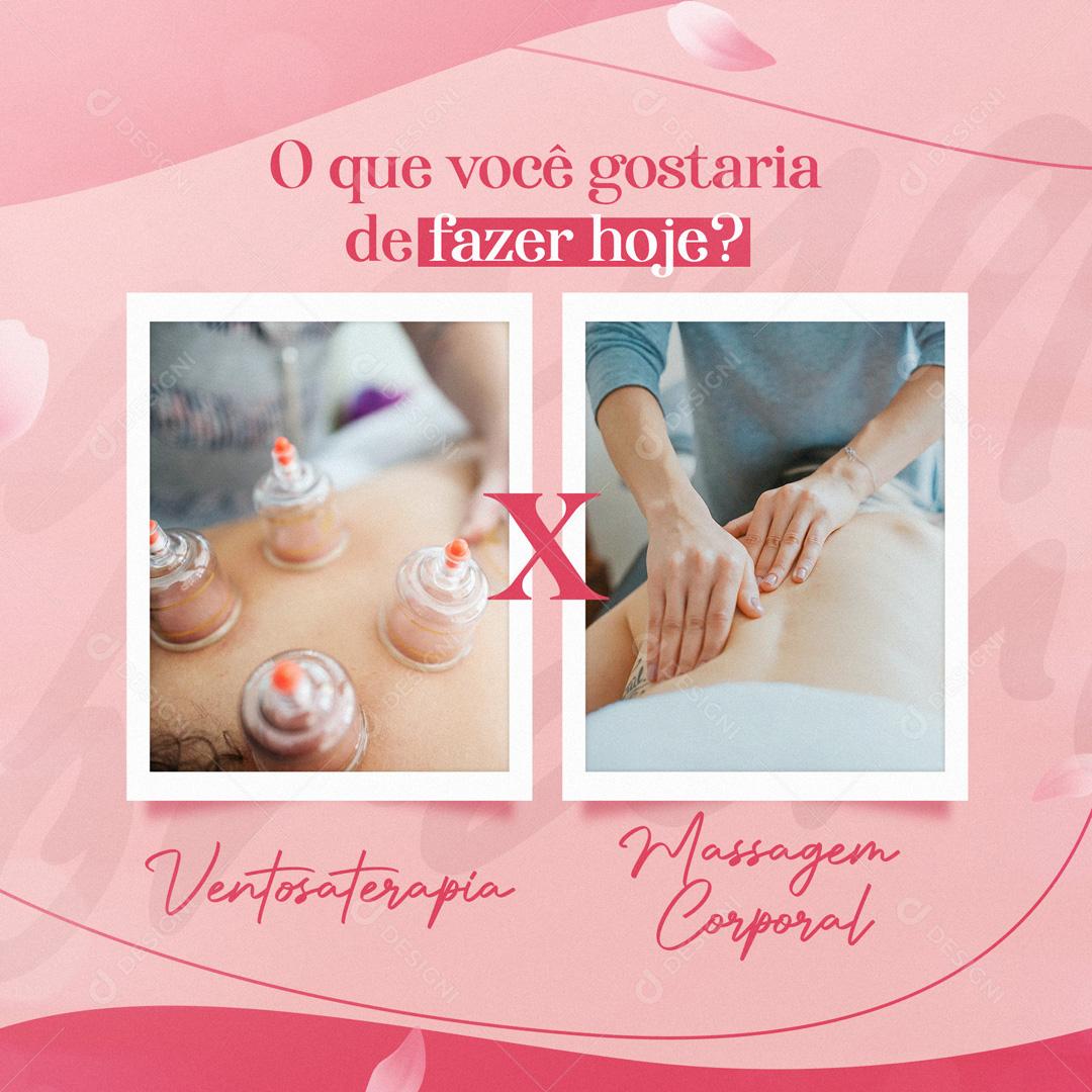 O Que Você Gostaria De Fazer Hoje Ventosa terapia ou Massagem Social Media PSD Editável