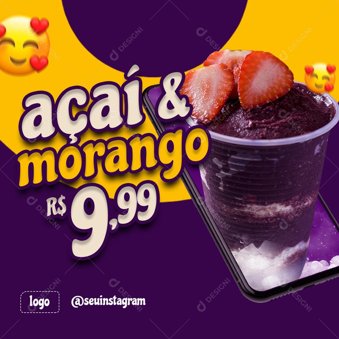 Açaí Com Morango Delivery Social Media PSD Editável