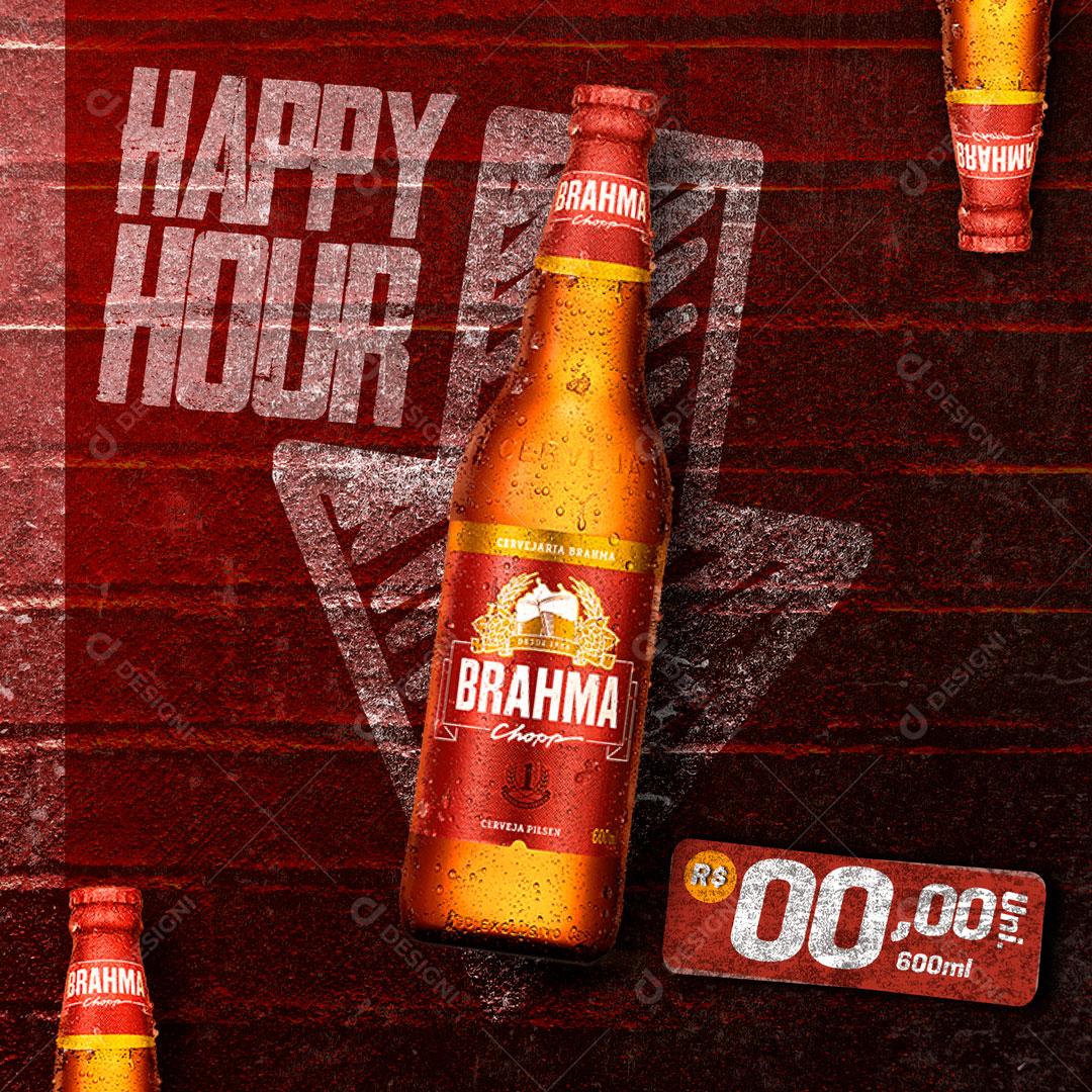 Post Feed Distribuidora Happy Hour Cerveja Brahma Chopp Social Media PSD Editável