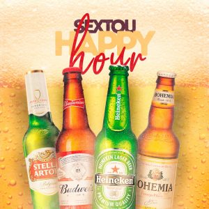 Post Feed Distribuidora Sextou Happy Hour Bebidas Social Media PSD Editável