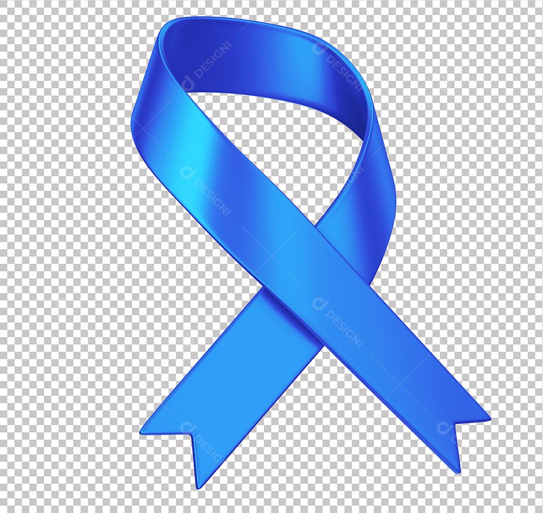 Elemento 3D Laço Azul em PNG Transparente Sem Fundo