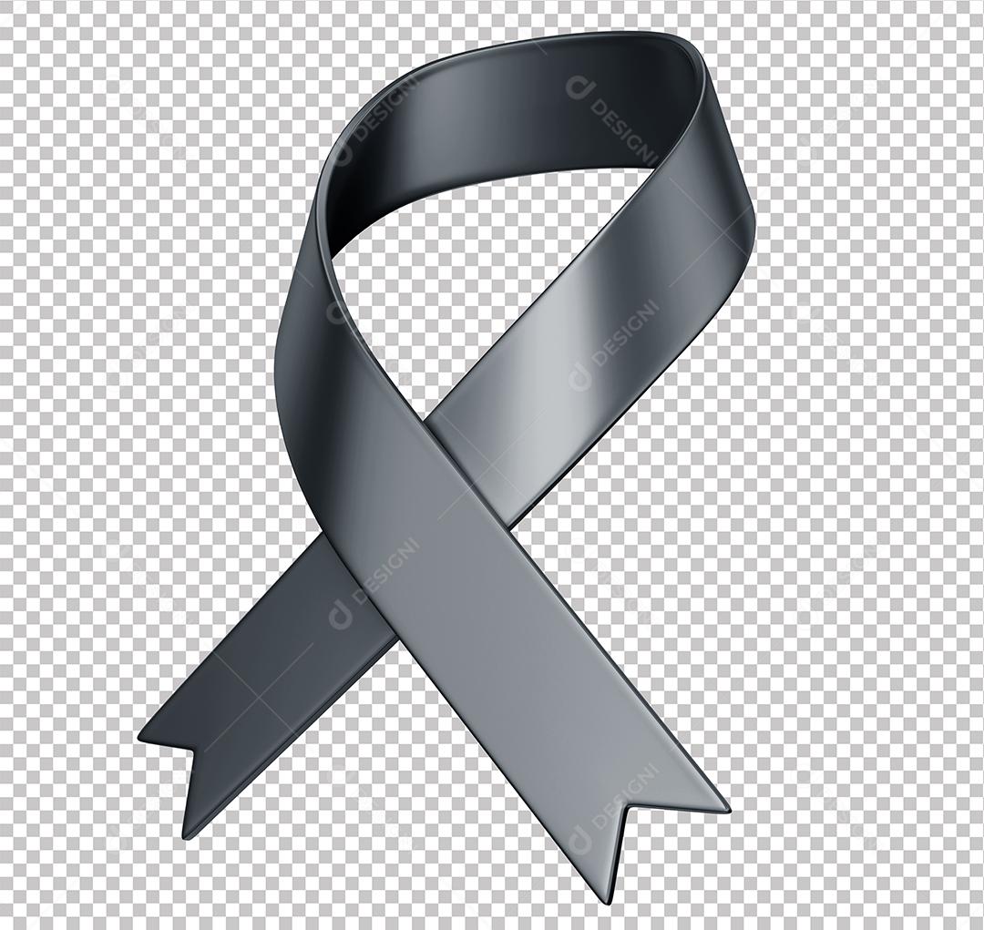Elemento 3D Laço Preto em PNG Transparente Sem Fundo