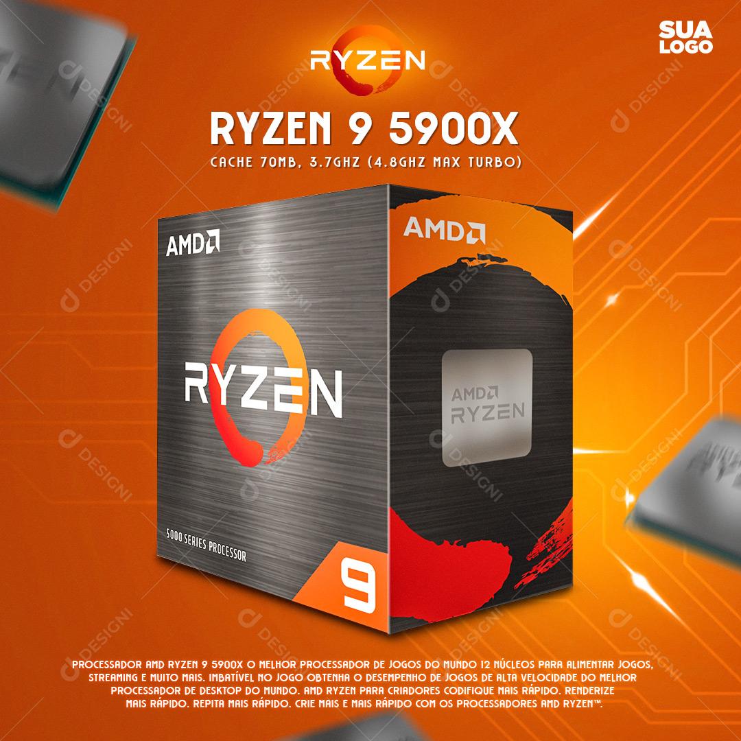 Post Feed Loja Processador Ryzen 9 Eletrônicos Social Media PSD