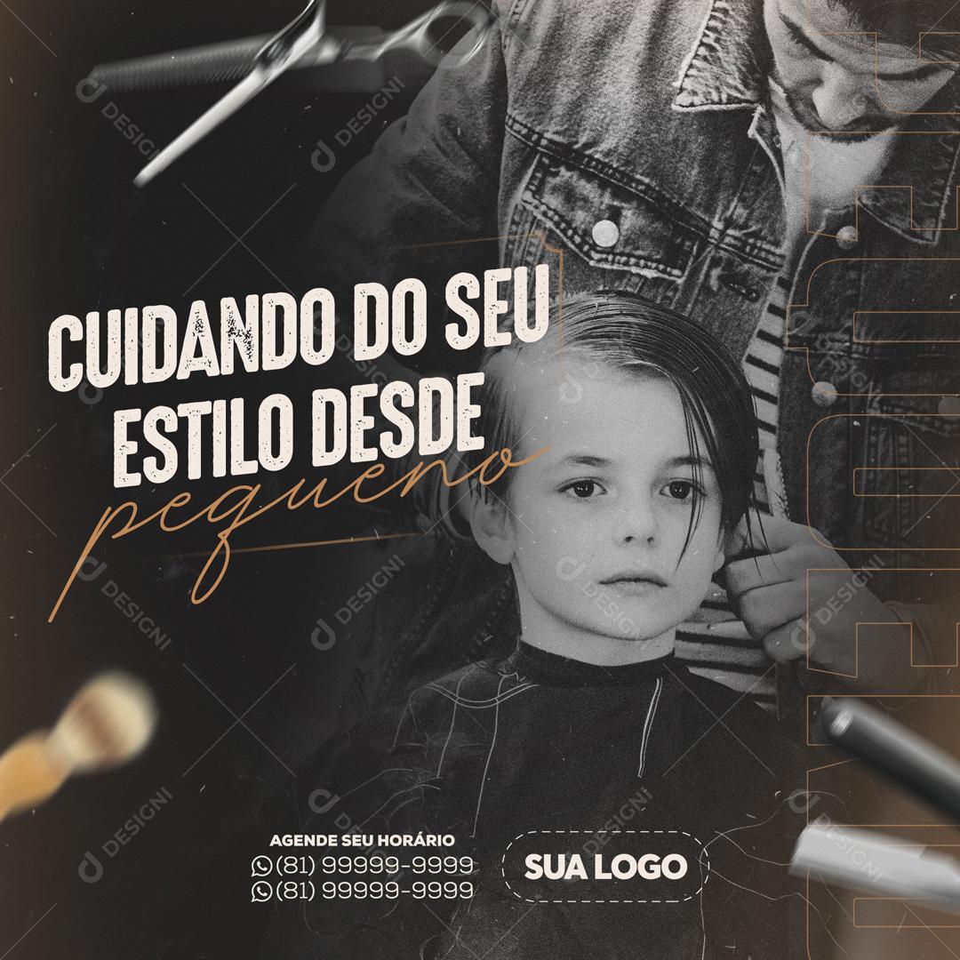 Cuidando Do Seu Estilo Desde Pequeno Cabelereiro Social Media PSD Editável