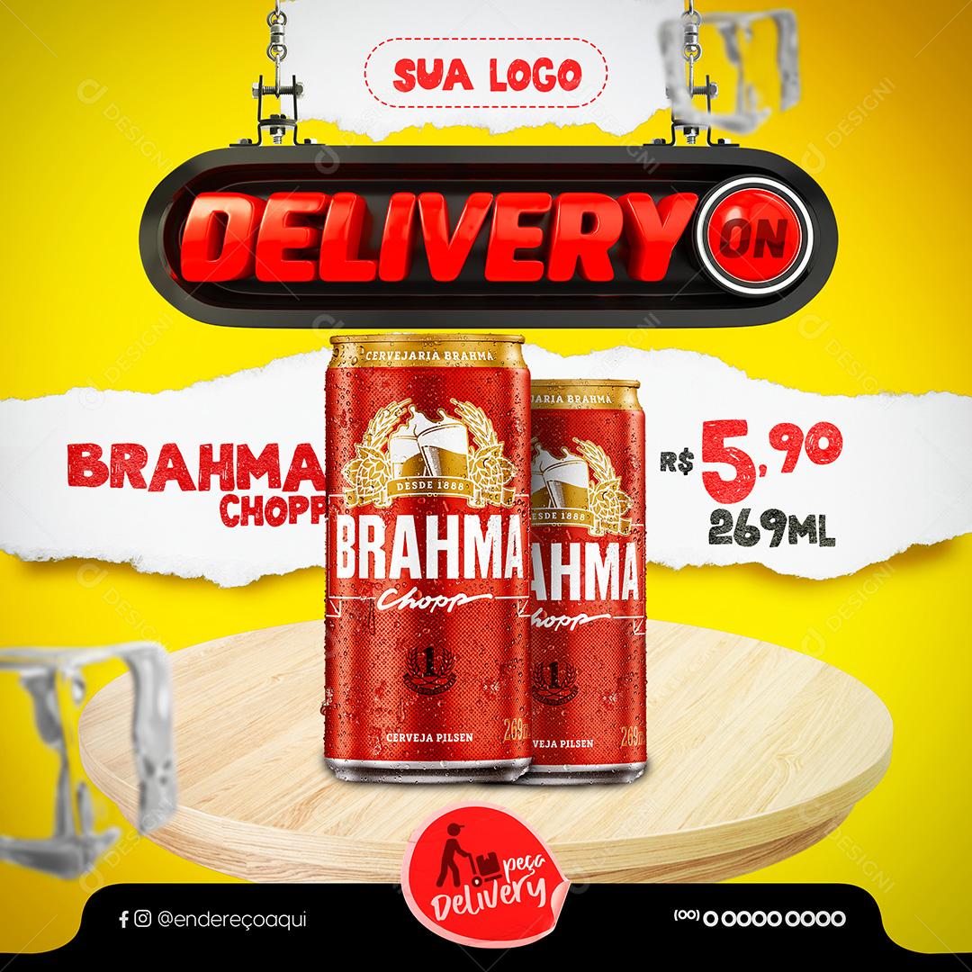 Cerveja Brahma Chopp 269ml Delivery Social Media PSD Editável