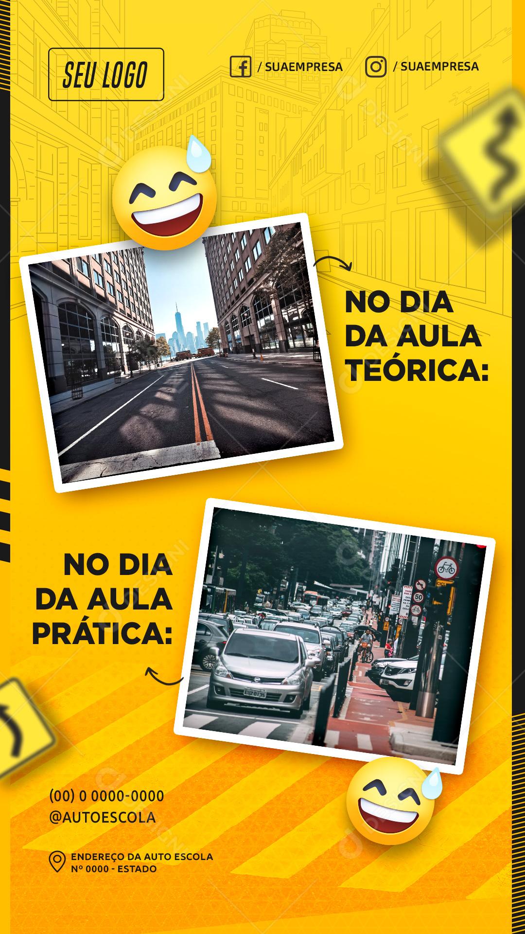 Story Dia De Aula Teórica E Aula Pratica Auto Escola Social Media PSD Editável