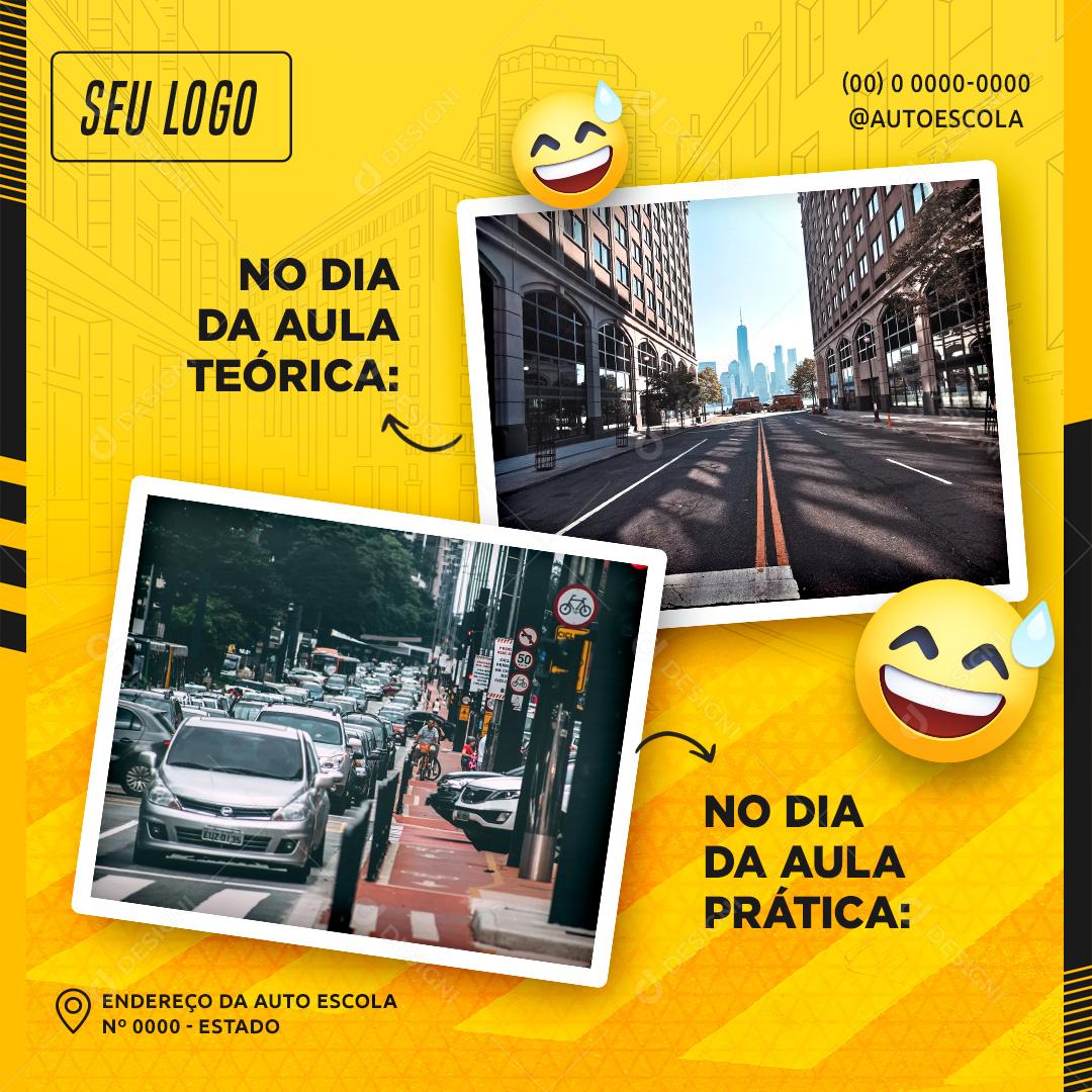 Dia De Aula Teórica E Aula Pratica Auto Escola Social Media PSD Editável