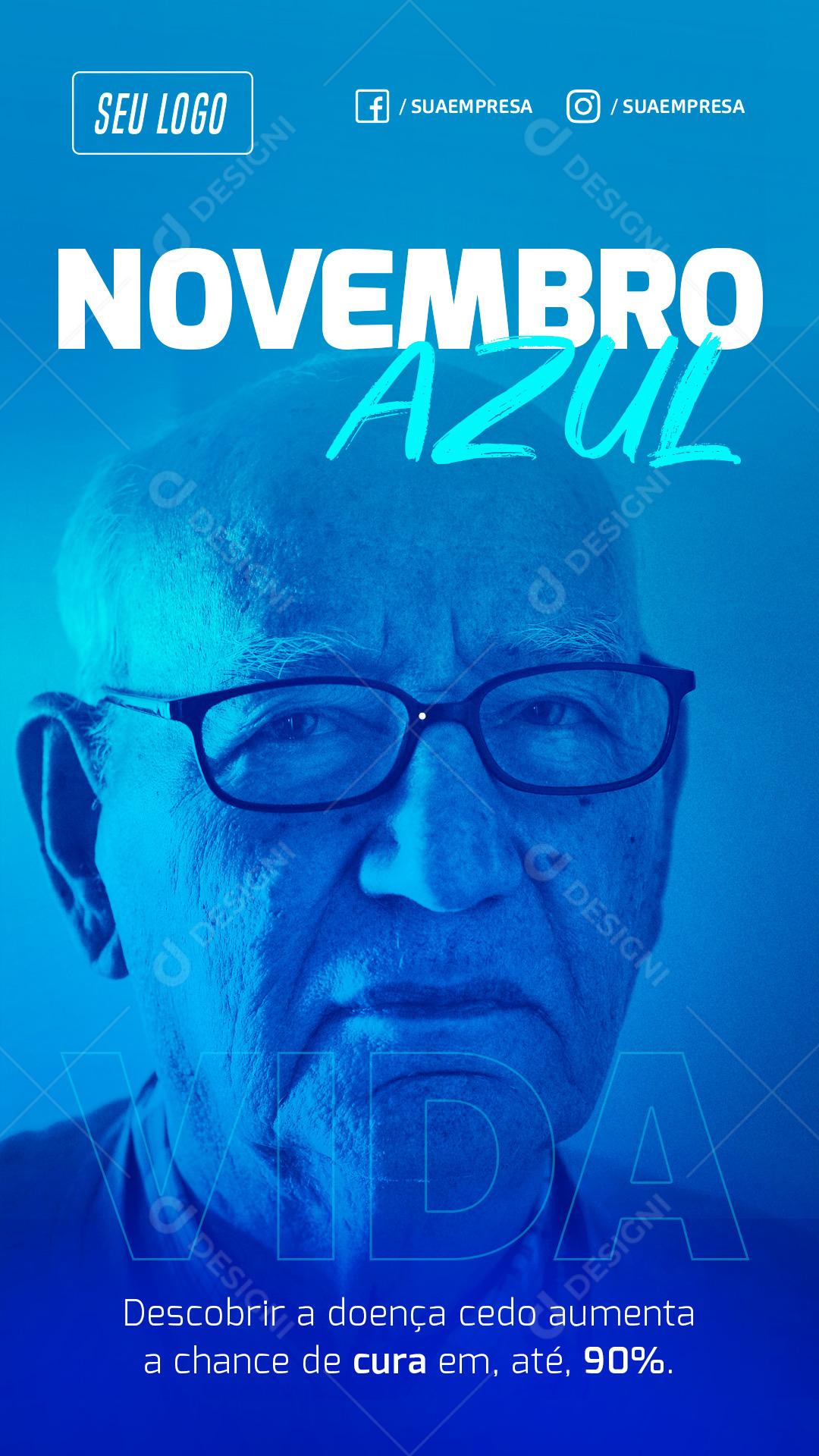 Story Novembro Azul Mês De Prevenção Do Câncer De Próstata Social Media PSD Editável