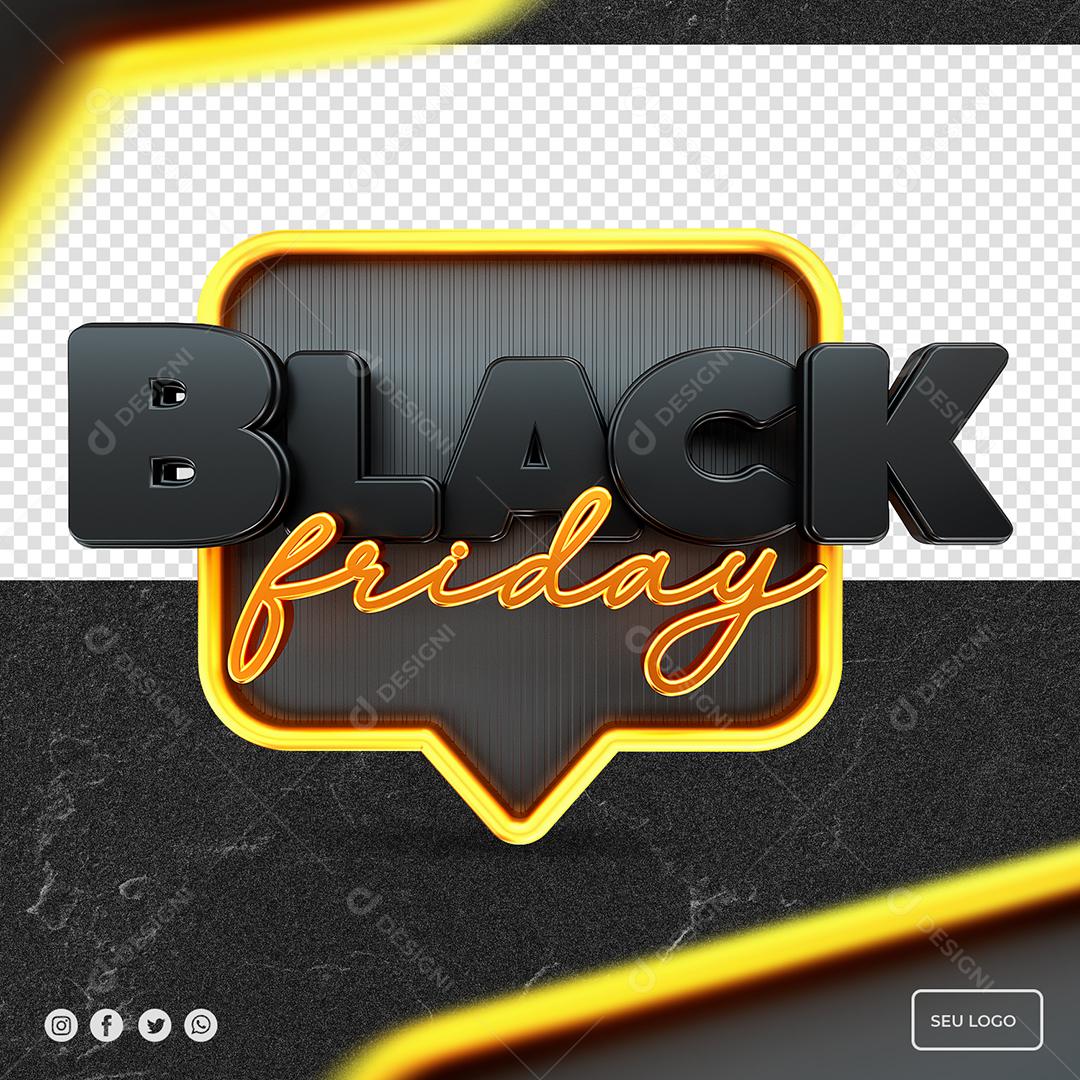 Black Friday Selo 3D Para Composição PSD