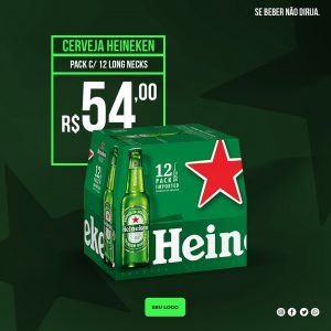 Post Feed Distribuidora Cerveja Heineken Social Media PSD Editável