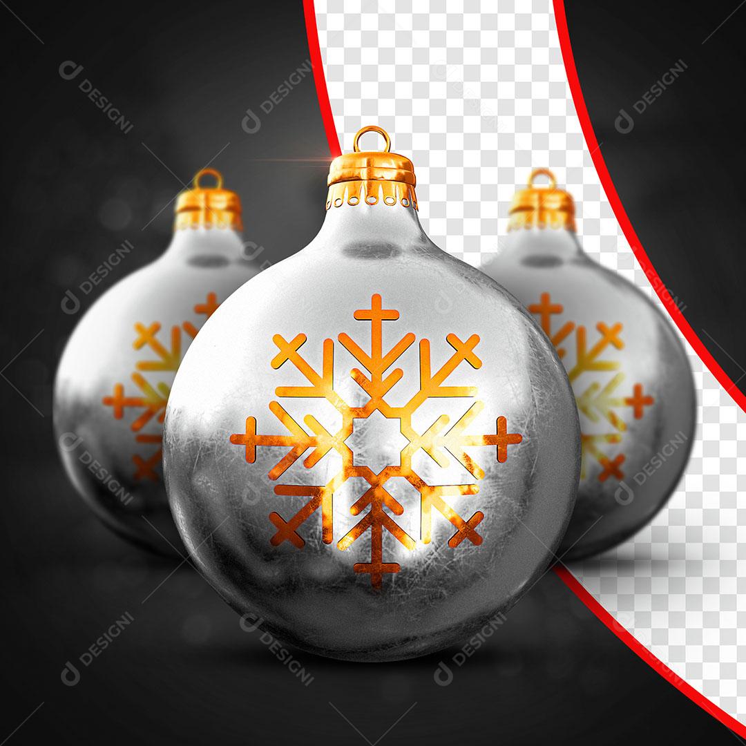 Bolas Prata Elemento Natalino 3D Para Composição PSD
