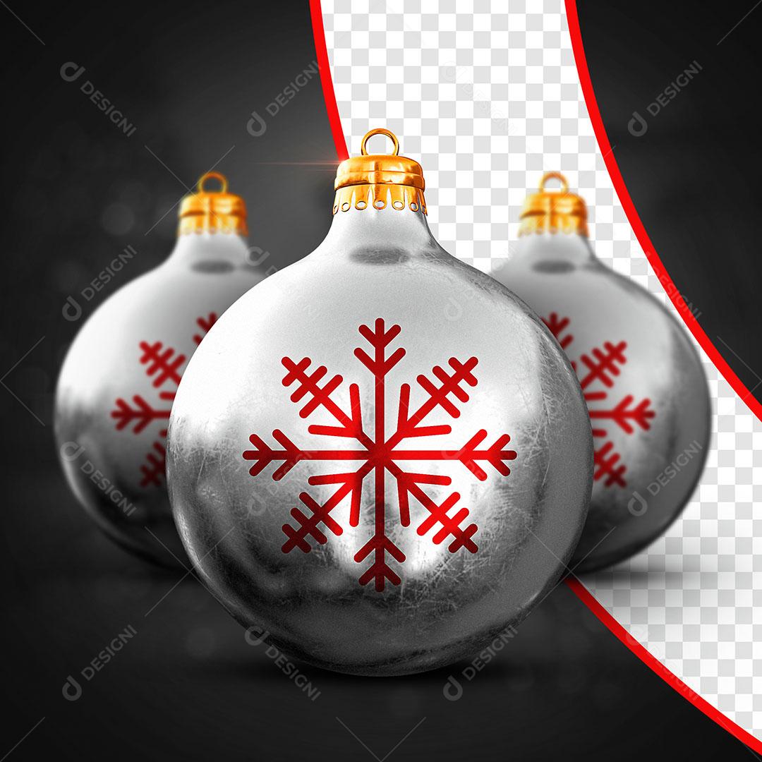 Bolas Prata Elemento Natalino 3D Para Composição PSD