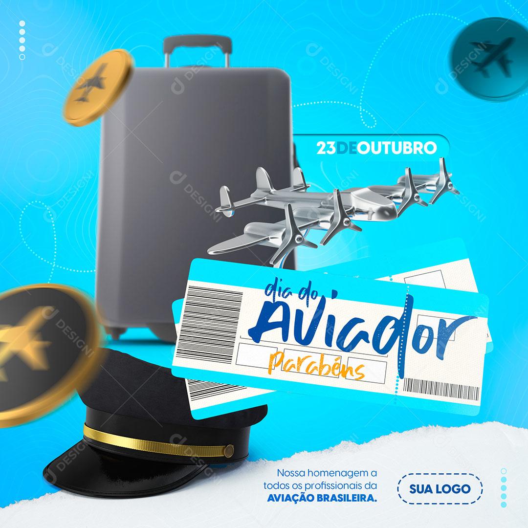 Post Feed Data Comemorativa Dia do Aviador Social Media PSD Editável