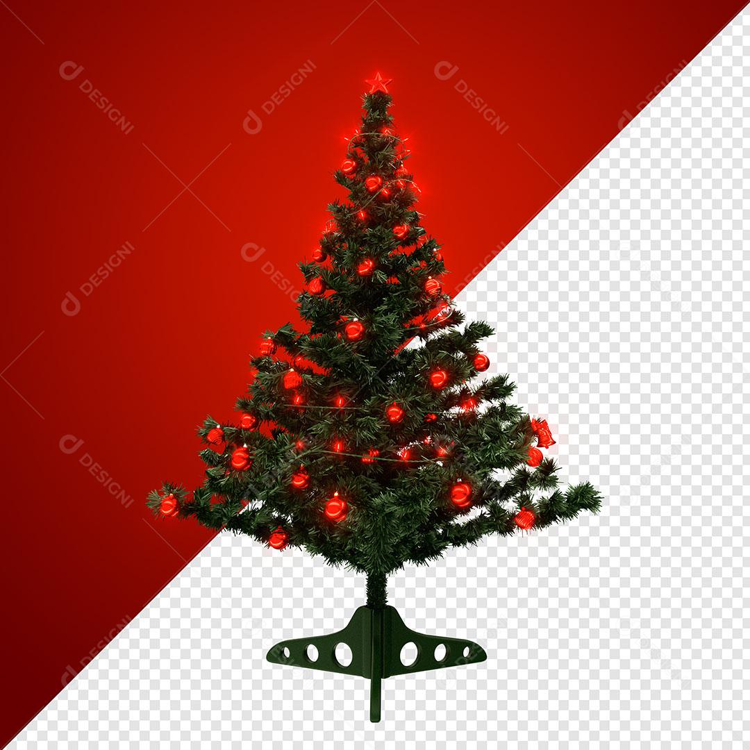 Árvore de Natal Com Luzes Elemento Natalino 3D Para Composição PSD