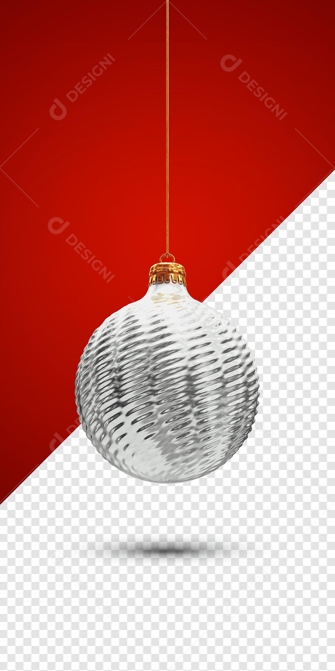 Bola de Natal Prata Elemento Natalino 3D Para Composição PSD