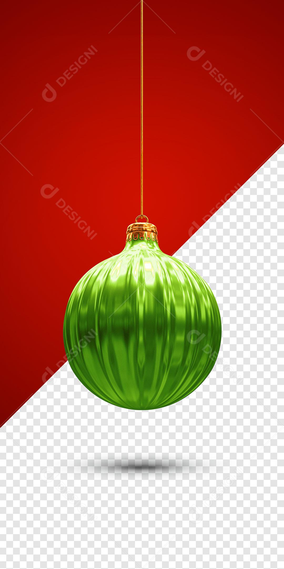 Bola de Natal Verde Elemento Natalino 3D Para Composição PSD