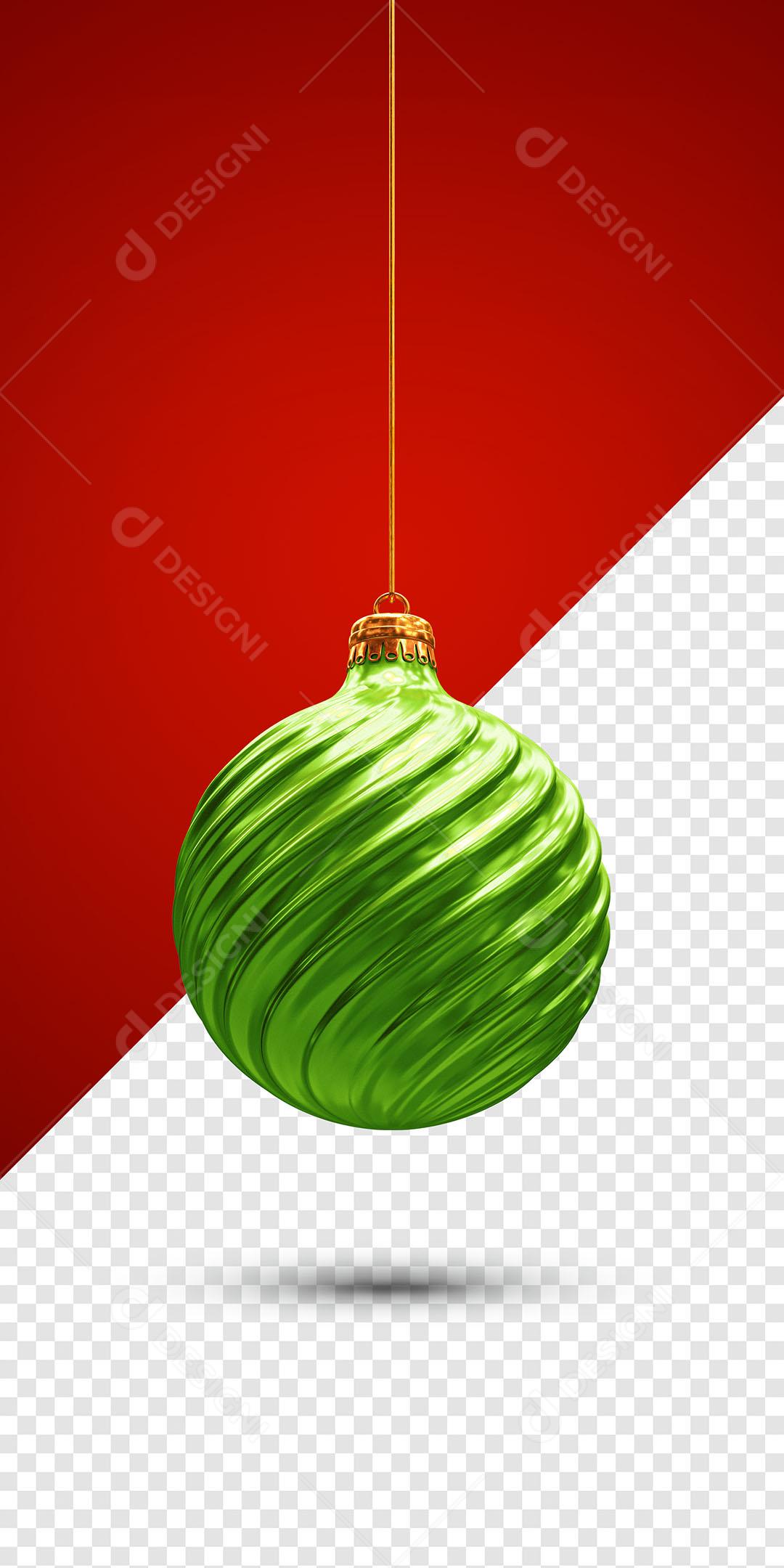 Bola de Natal Verde Elemento Natalino 3D Para Composição PSD