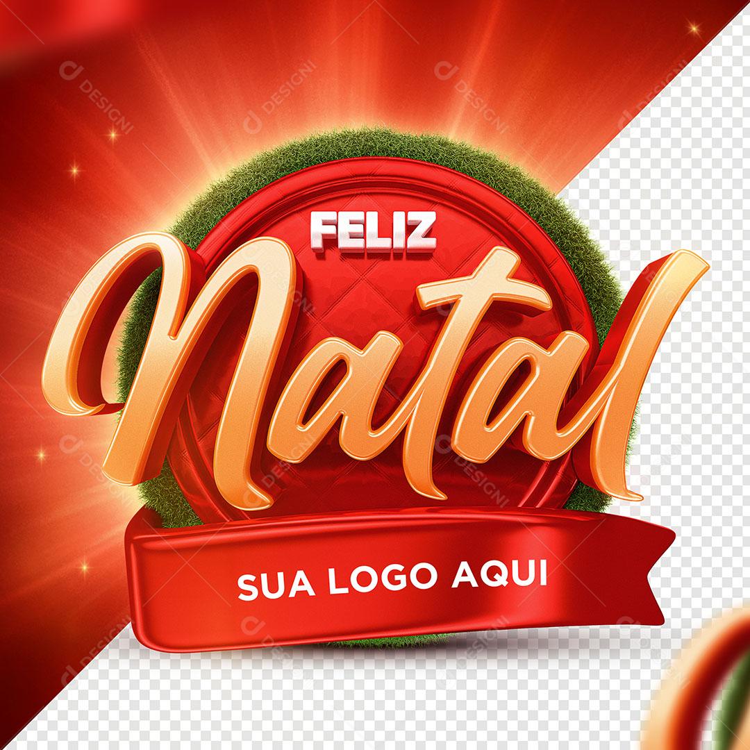 Feliz Natal Selo 3D Natalino Para Composição Texto Editável PSD