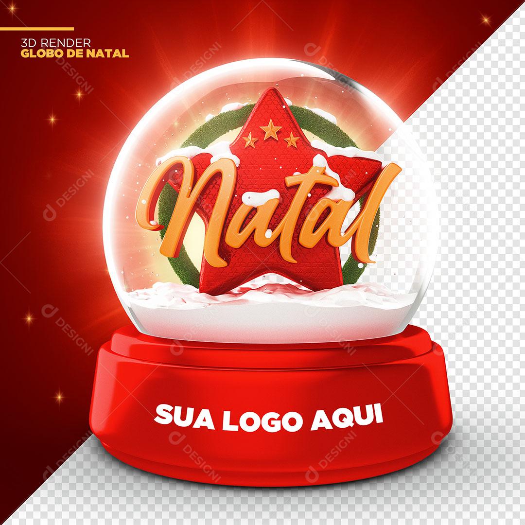 Globo de Natal Elemento Natalino 3D Texto Editável Para Composição PSD