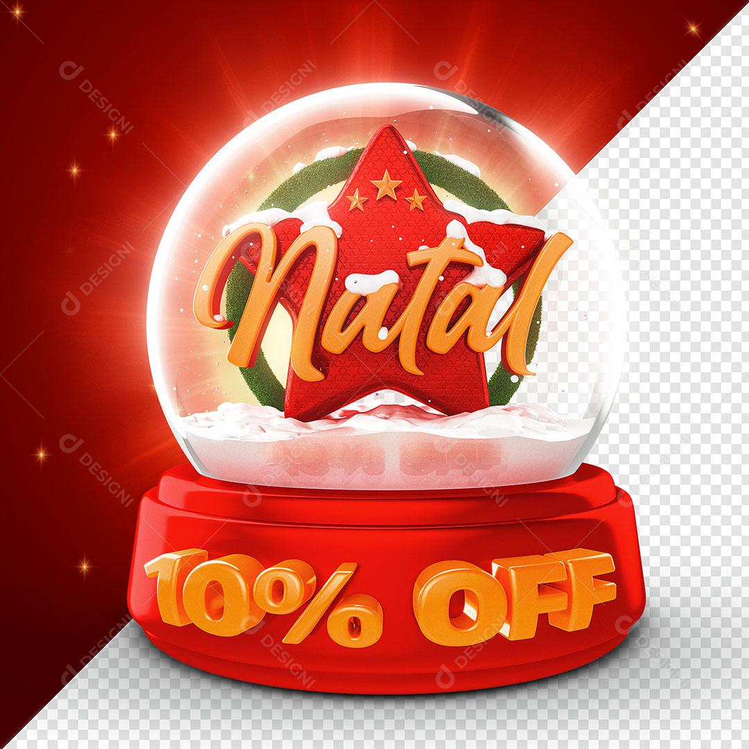 Globo de Natal 10% Off Elemento Natalino 3D Para Composição PSD