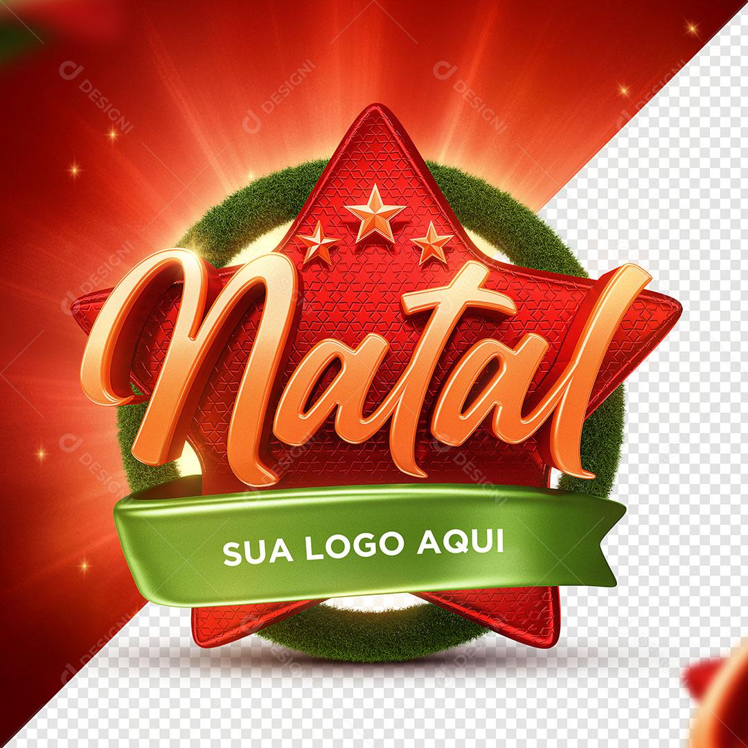 Estrela Natal Selo 3D Texto Editável Para Composição PSD