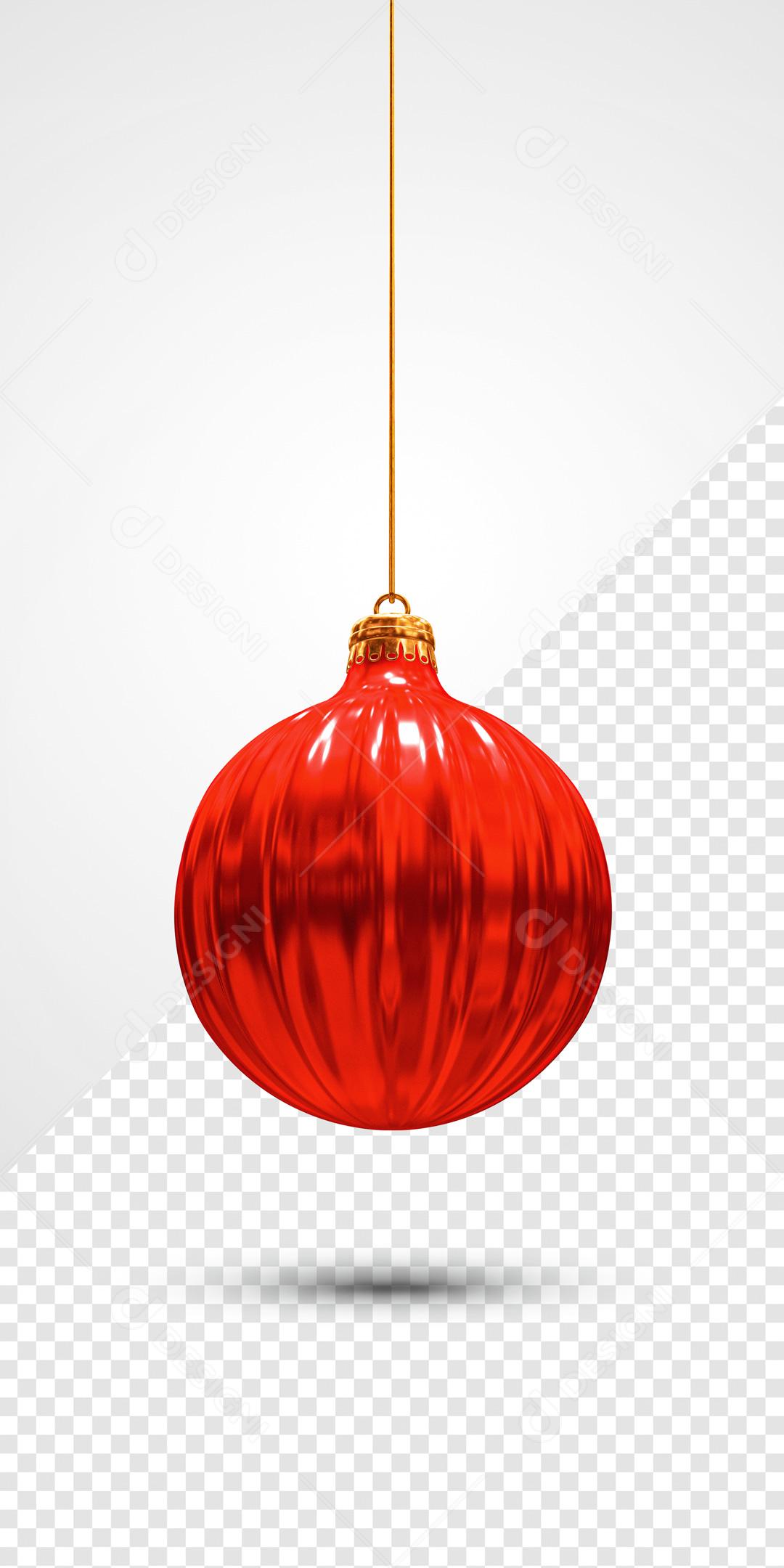 Elemento 3D PSD  Para Composição Bolinha De Arvore De Natal Vermelha