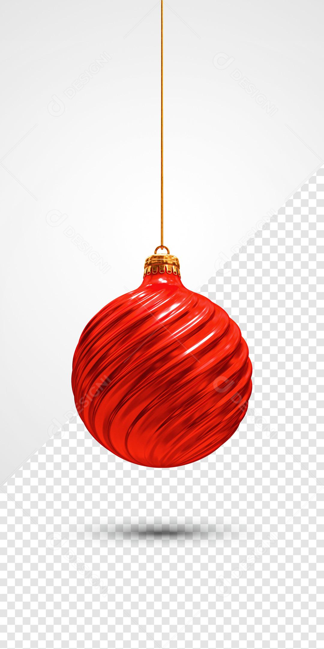 Elemento 3D PSD Para Composição Bolinha De Arvore De Natal Vermelha