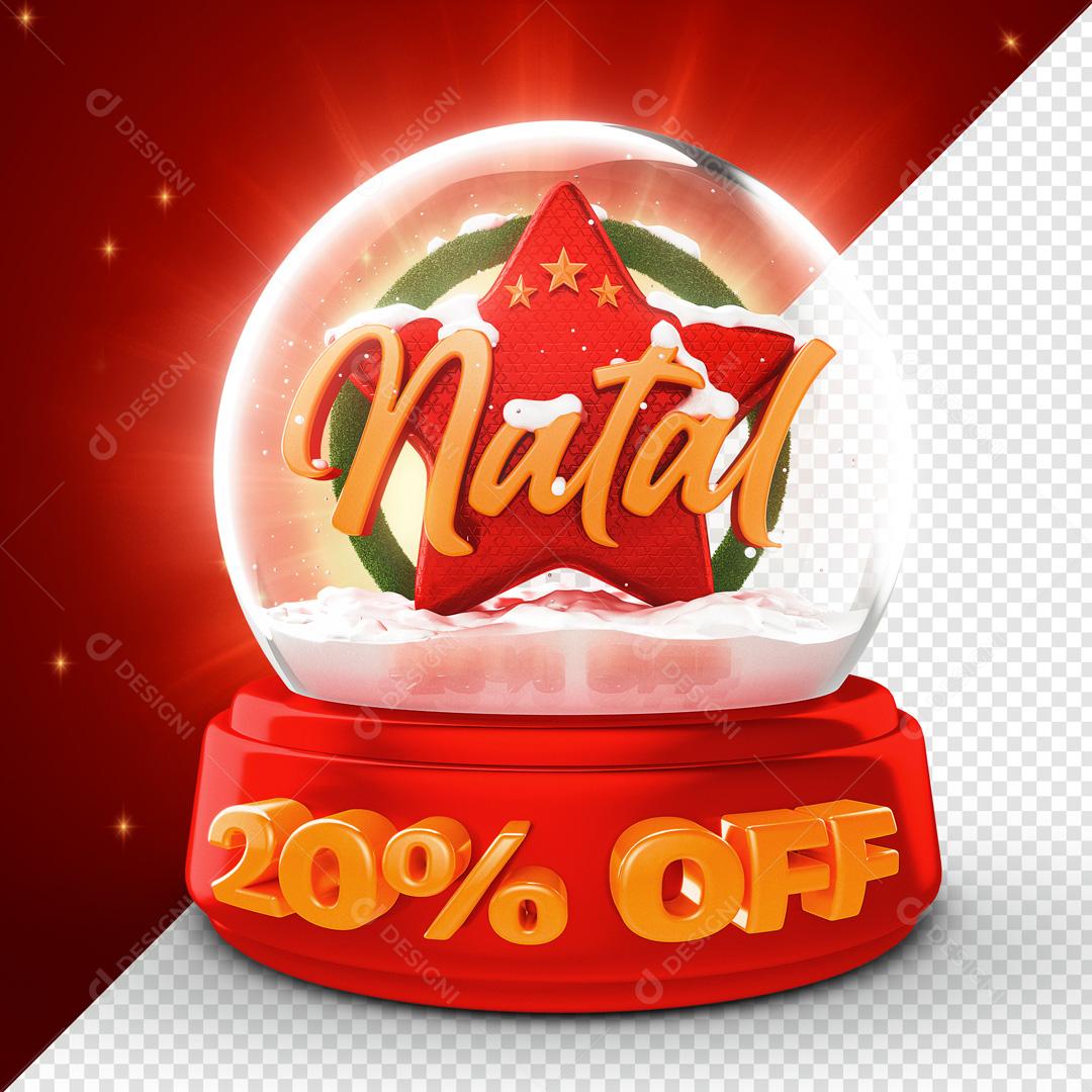 Elemento 3D PSD Para Composição Natal Globo De Natal Com 20% De Desconto