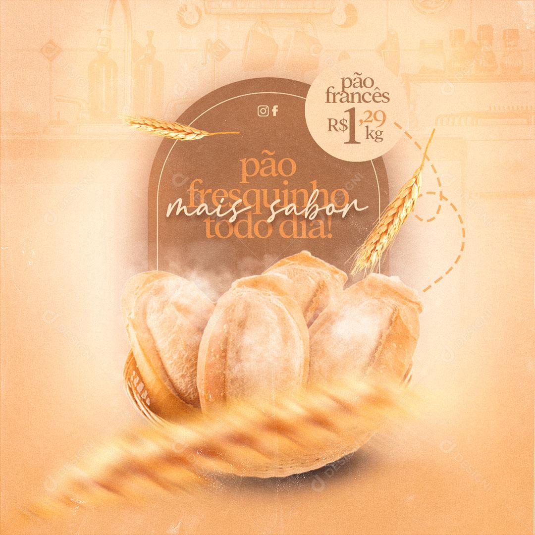 Post Feed Panificadora Pão Fresquinho Social Media PSD Editável