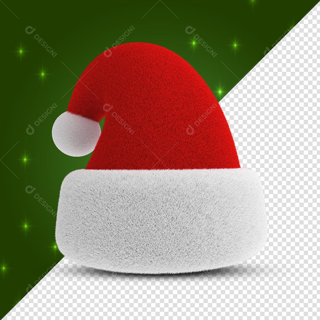 Elemento 3D Para Composição Natal Gorro Papai Noel PSD