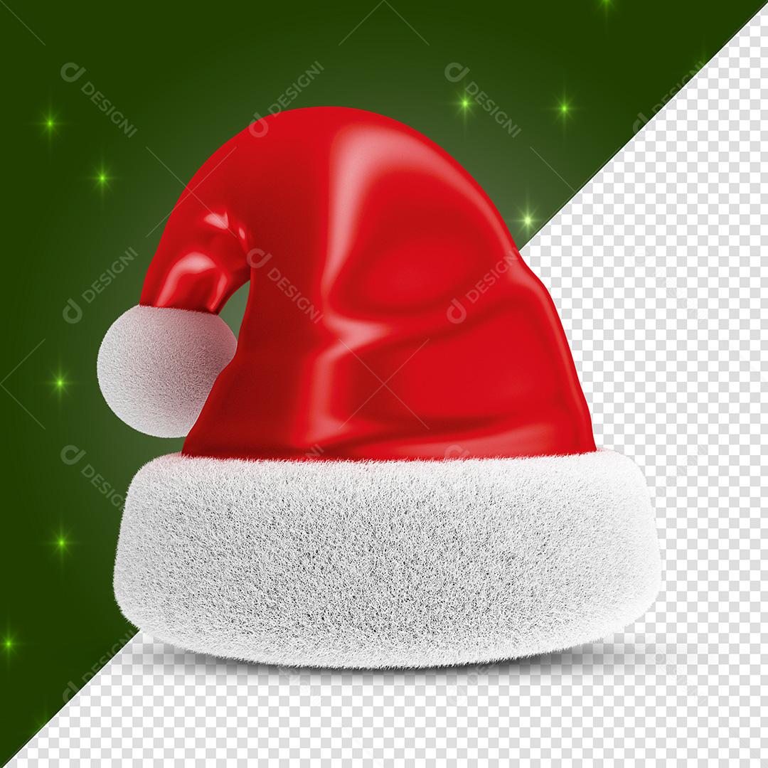 Elemento 3D Para Composição Natal Gorro Papai Noel PSD