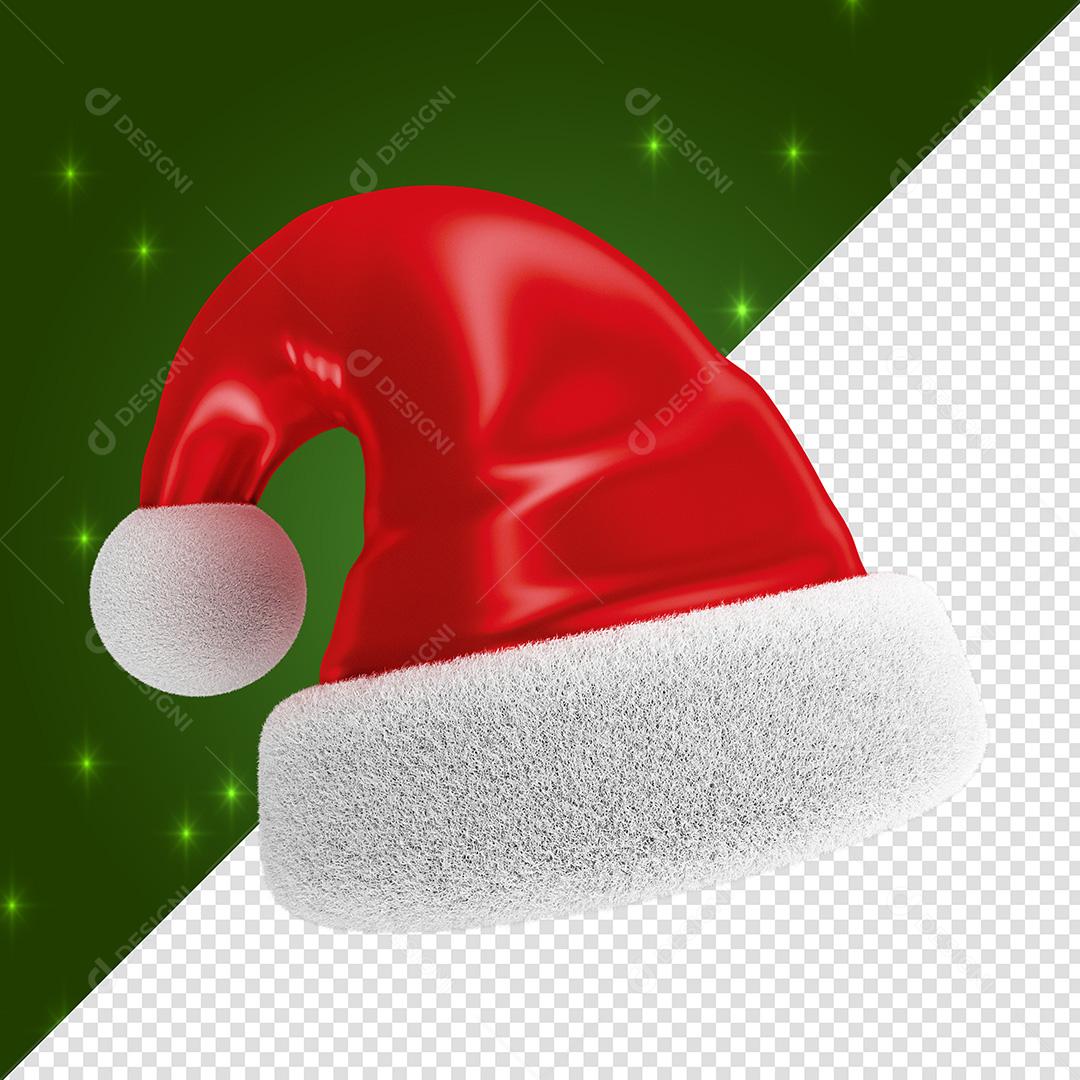 Elemento 3D Para Composição Natal Gorro Papai Noel PSD