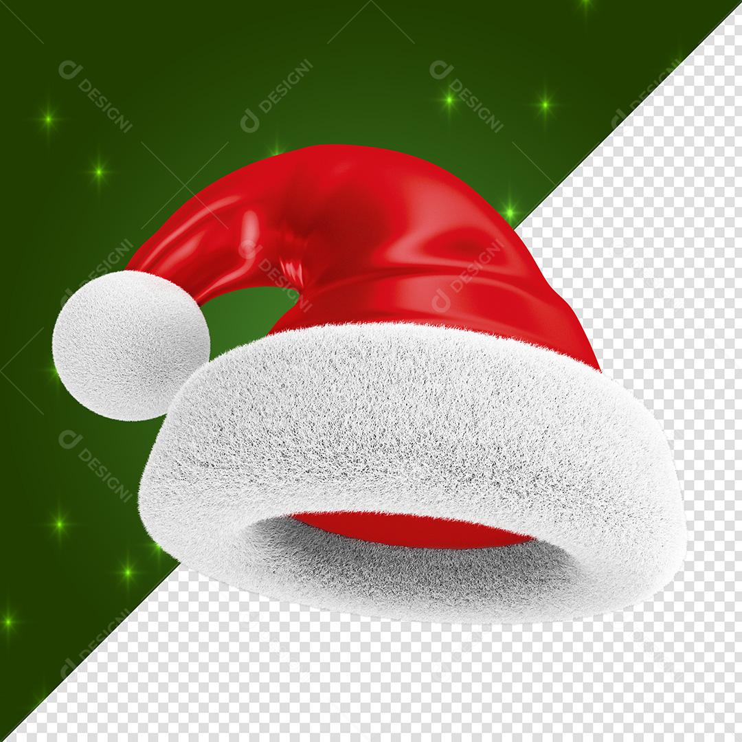 Elemento 3D Para Composição Natal Gorro Papai Noel PSD