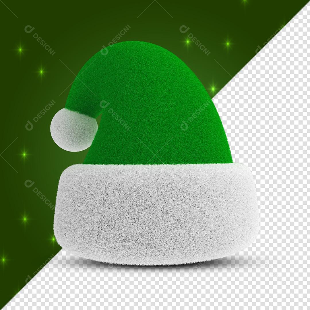 Elemento 3D Para Composição Natal Gorro Verde Papai Noel PSD